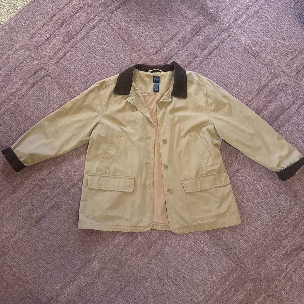 Vintage Basic Editions Women’s Khaki Beige Cotton Chore Jacket Size XL